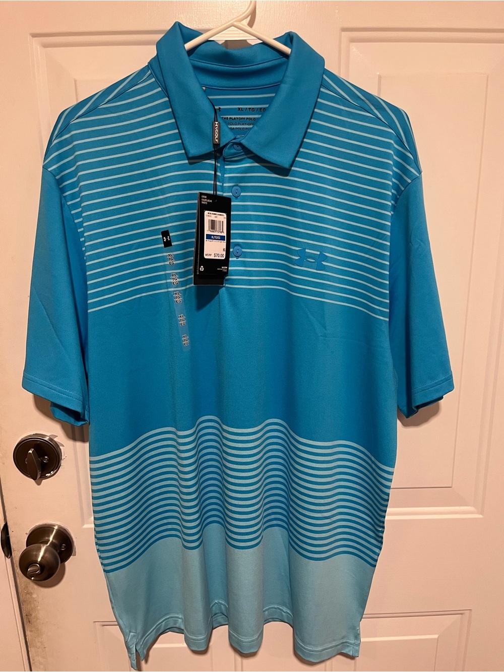 Under Armour Golf The Playoff Polo 3.0 Blue Striped Polo Men’s XL NEW With Tags